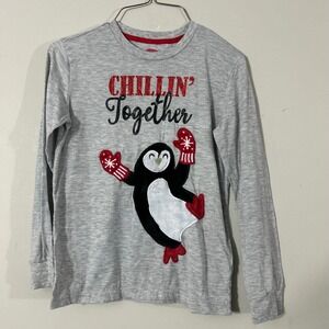 Holiday Time Kids L G 10 12 Gray Long Sleeve Penguin Chillin Together Christmas